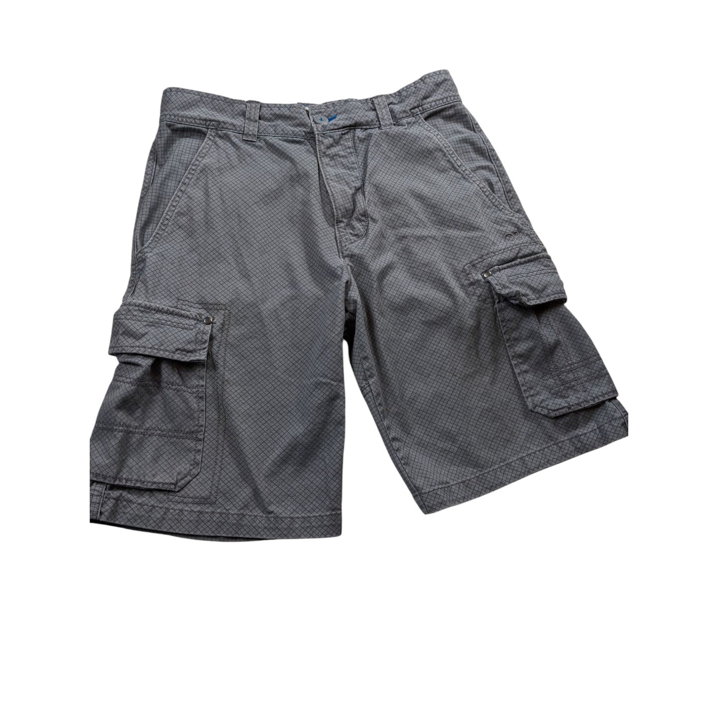 Ocean Pacific OP Mens 34 Cargo Shorts Utility Pockets Checkered Grid Pattern