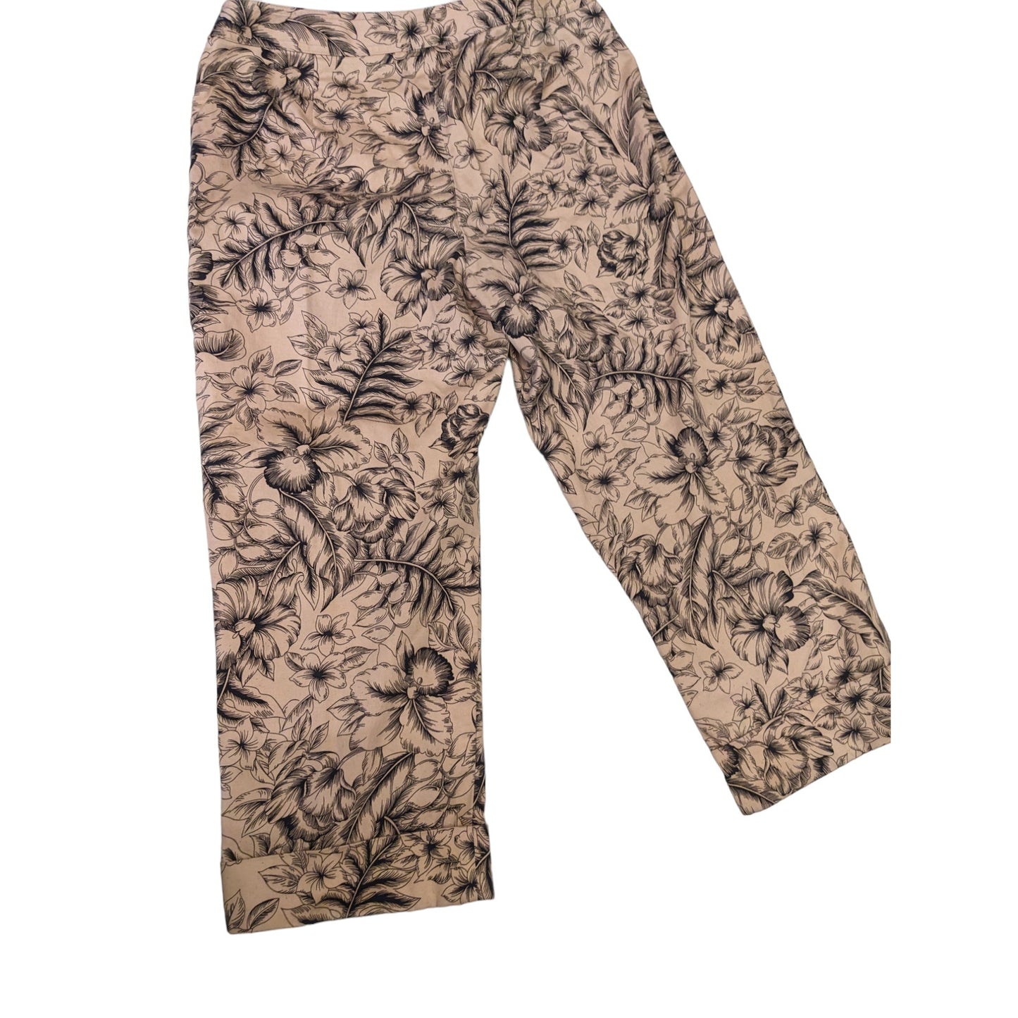 Rafaella Pants Womens Size 12 Floral Print Fashion Chic Trousers Cotton Spandex