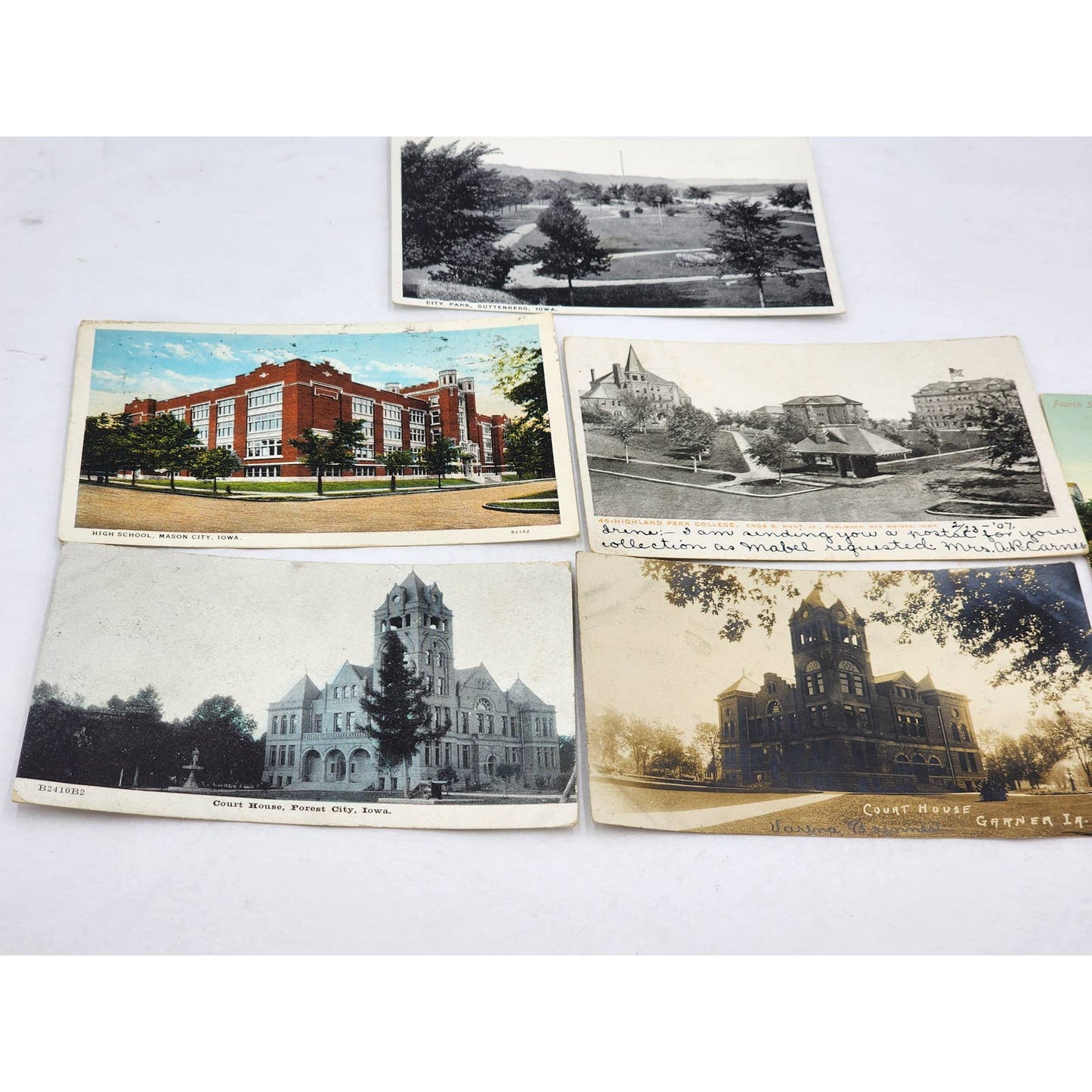 c1907 PostCard Lot Iowa Garner Elevator Dubuque Mason City Guttenberg Highland