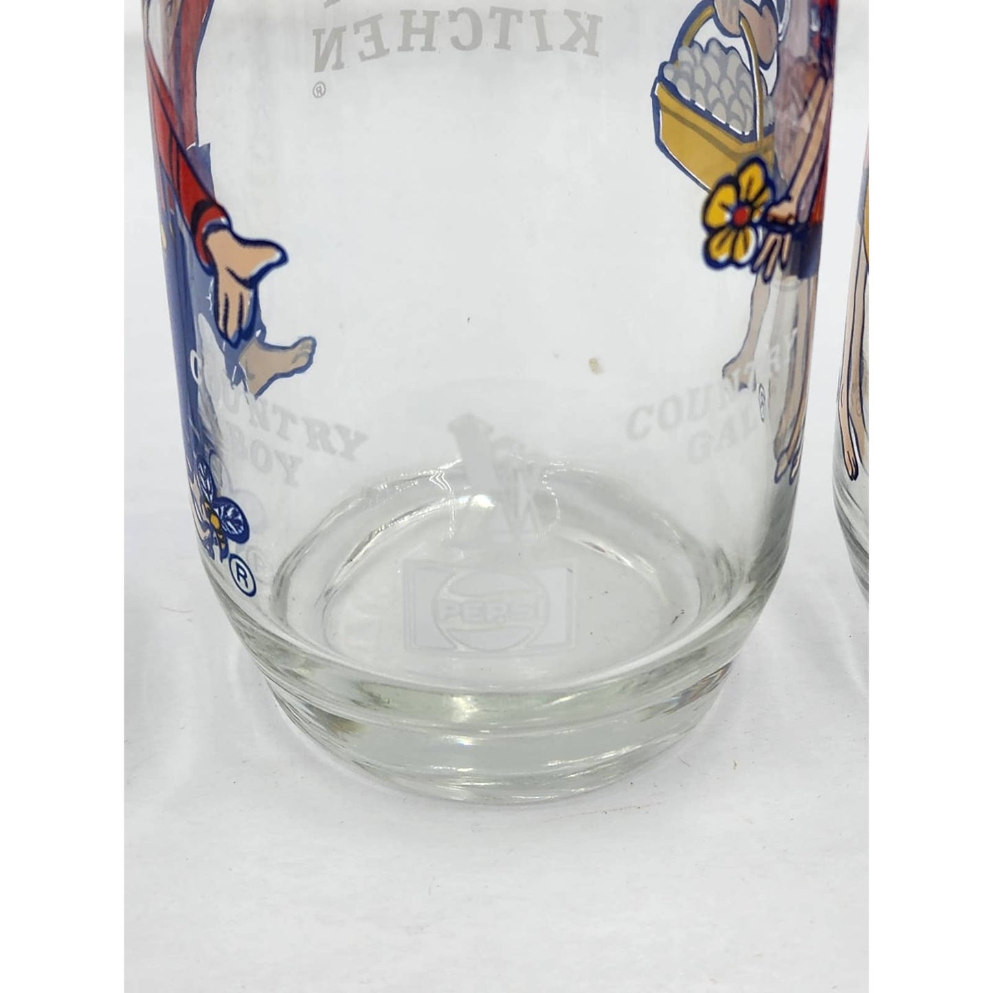 Pepsi Country Kitchen Country Gal Country Boy Advertising Drinking Glasses Set 4