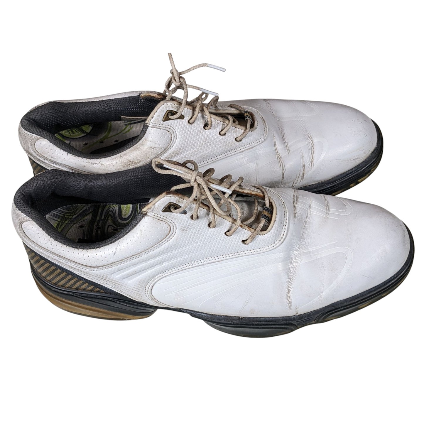 FootJoy Golf Shoes Mens 10W White Leather Classic Spiked Cleats Flex Zone 53163