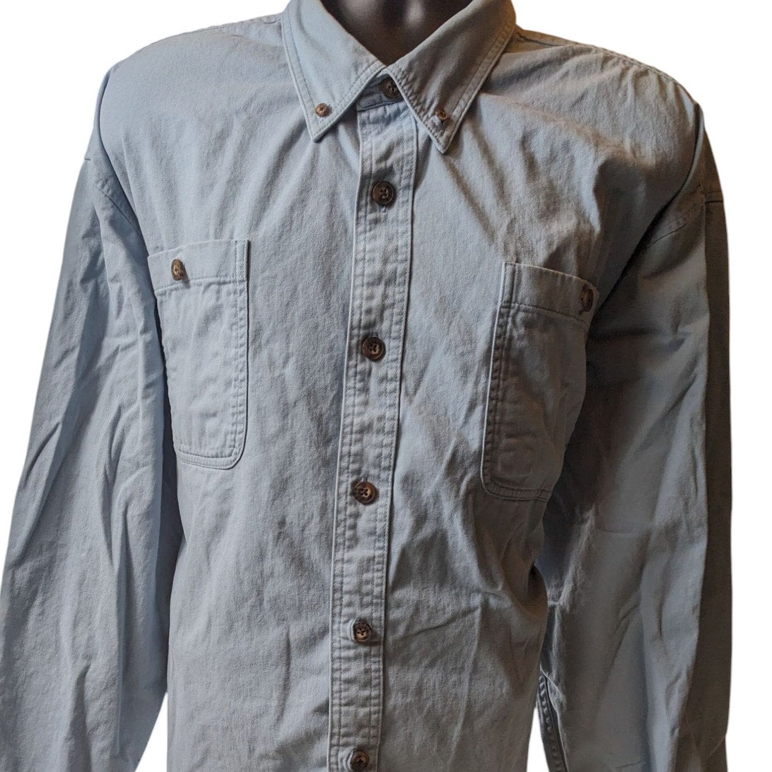 Duluth Trading Shirt Men 3XL Button Up Long Sleeve Workwear Chest Pockets Rugged