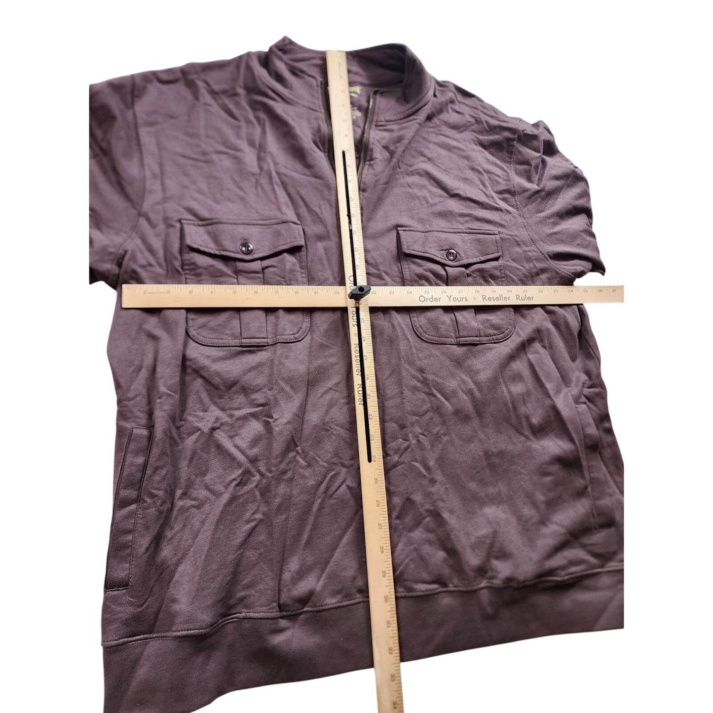 Rustic Ridge Mens Size 2XL Brown Cotton Half Zip Pullover Shirt Button Pockets