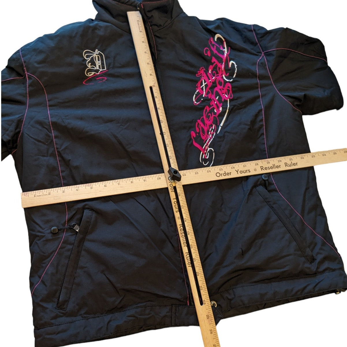 Drift Racing Jacket Womens Large Snowmobile Motorcycle Pink Embroidery Accents