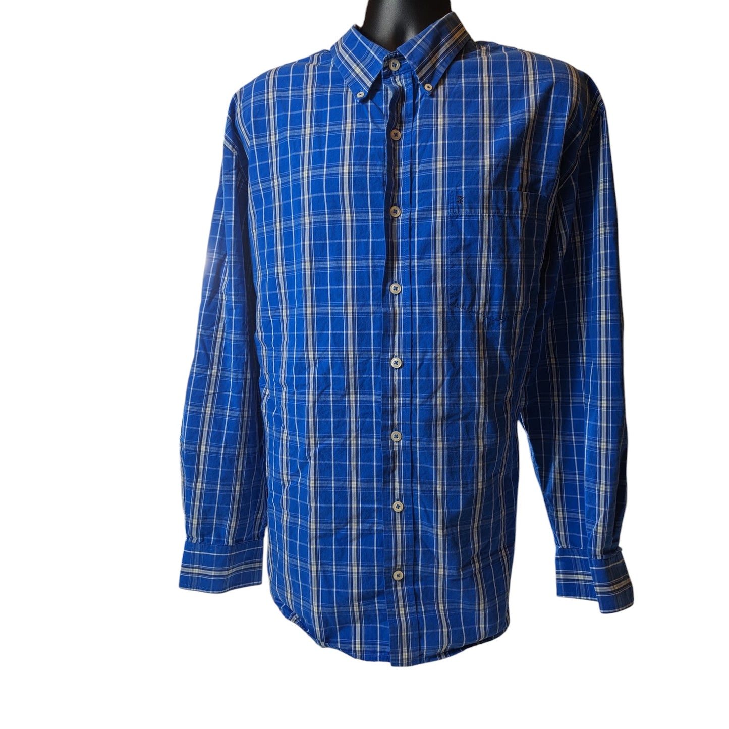 Izod Shirt Mens 2XL Plaid Button Down Long Sleeve Classic Fit Pockets Collar