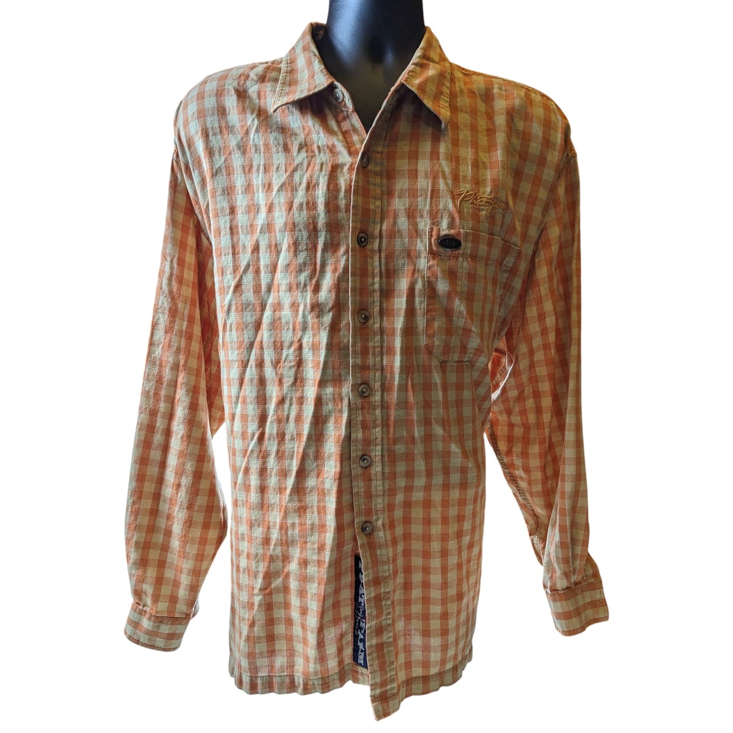Vintage Phat Farm Shirt Mens XL Button Up Plaid Long Sleeve Checkered Streetwear