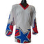 Projoy Hockey Jersey #8 Adult Large White Red Blue Stars Graphic Canada Vintage