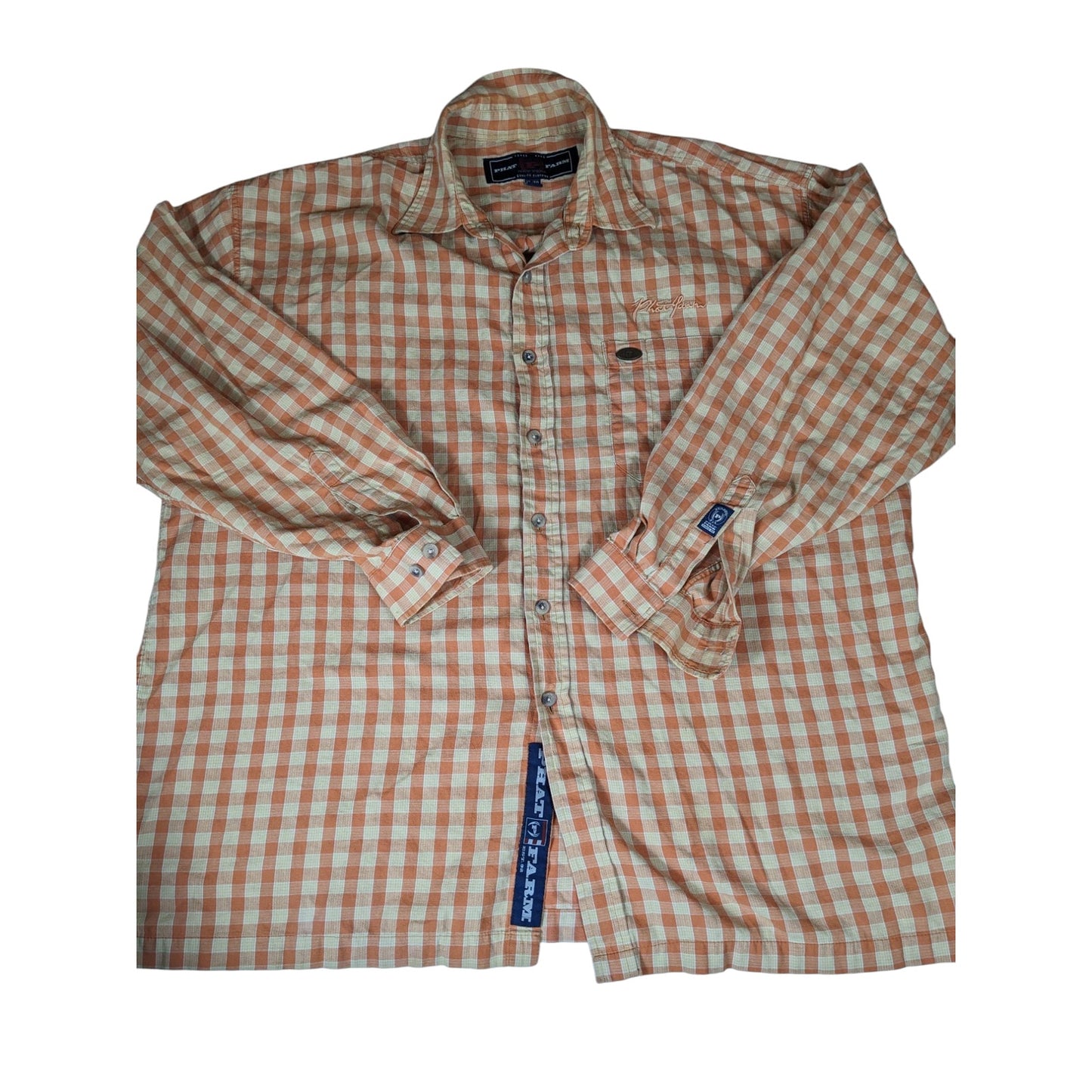 Vintage Phat Farm Shirt Mens XL Button Up Plaid Long Sleeve Checkered Streetwear