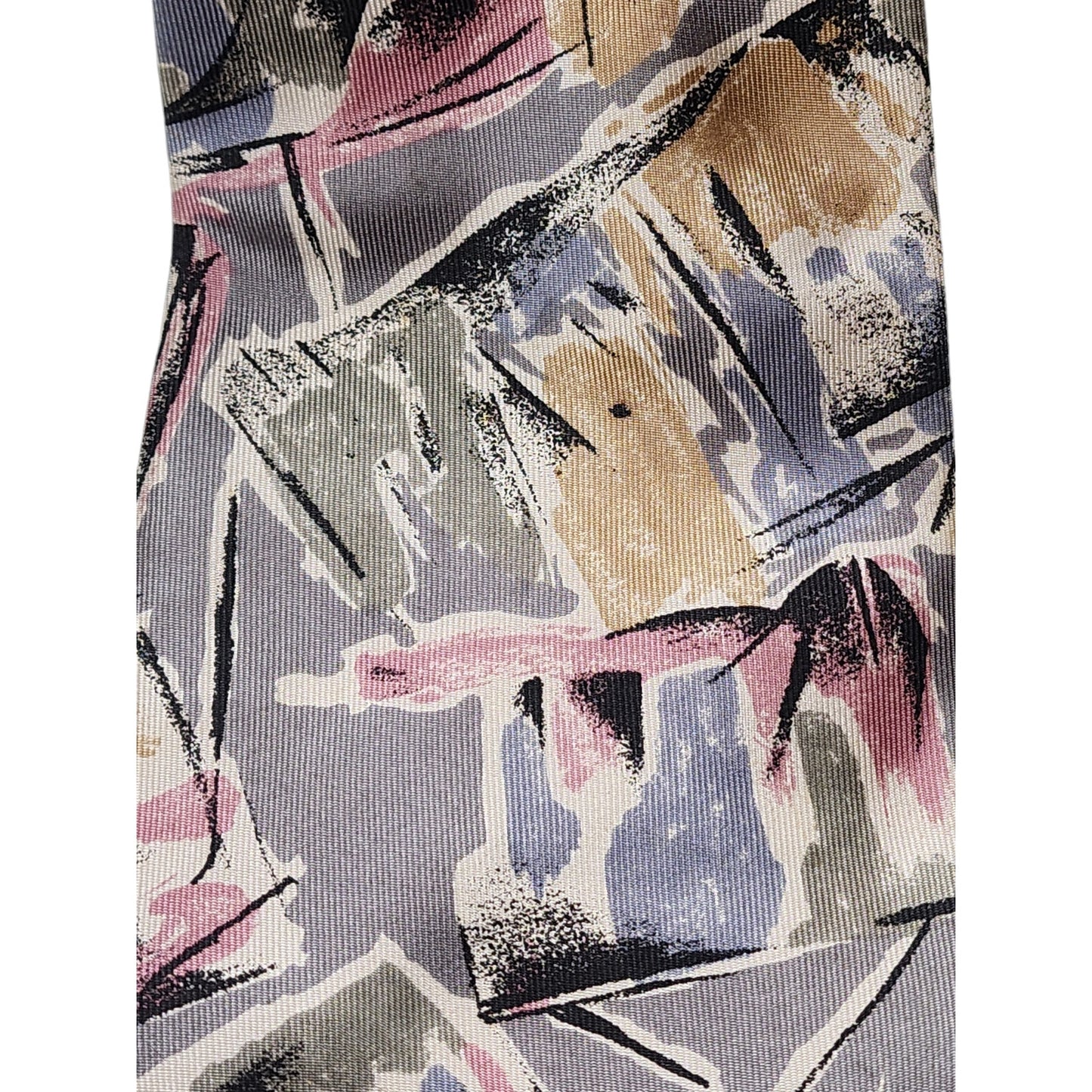 Oscar de la Renta Abstract Art Silk Men Necktie Gray Pink Beige Neckwear Stylish