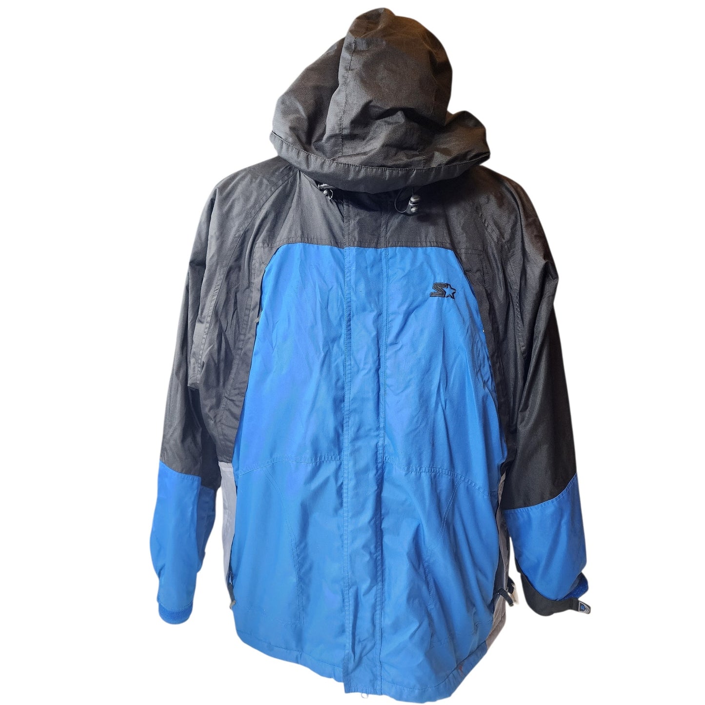 Vintage Starter Ski Jacket Mens Large Hooded Blue 90s Y2K Winter Coat Snow Retro