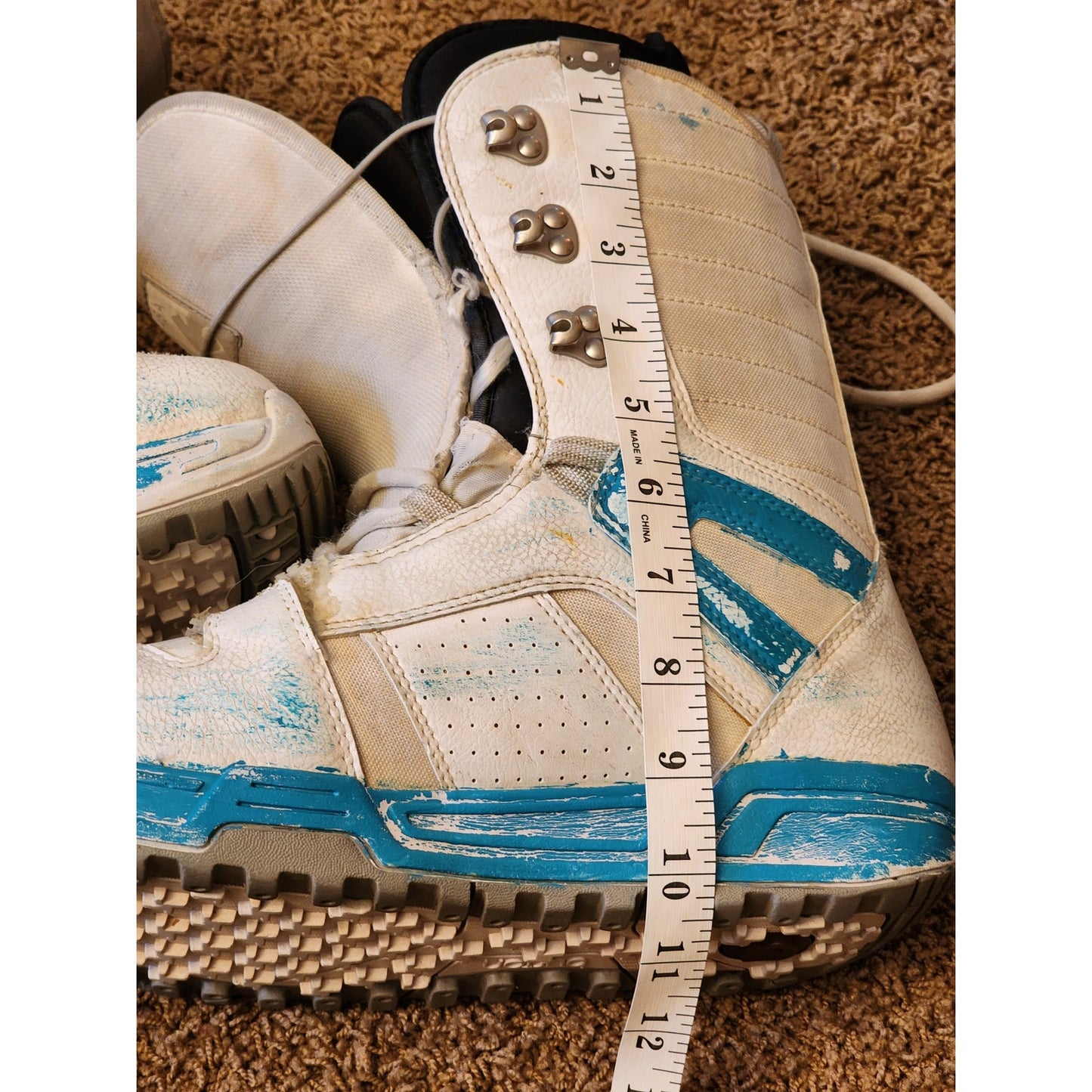 Burton Snowboard Boots Casa Womens 9 White Teal Freestyle All Mountain Lace Up