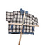 En Creme Quilted Plaid Denim Jacket Womens Medium Shacket Collar Snap Cozy Y2K