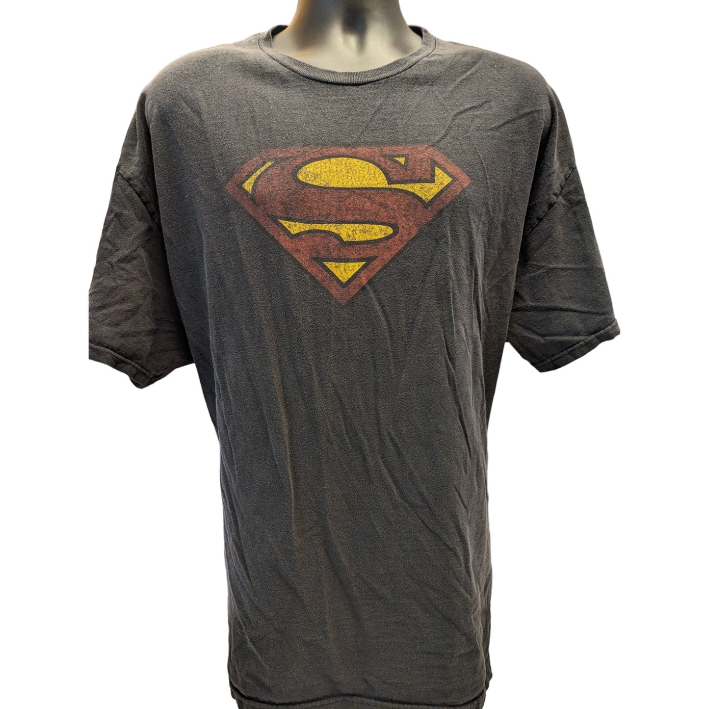 Superman T Shirt Mens 2X Black Graphic Tee Vintage Style DC Comics Short Sleeve