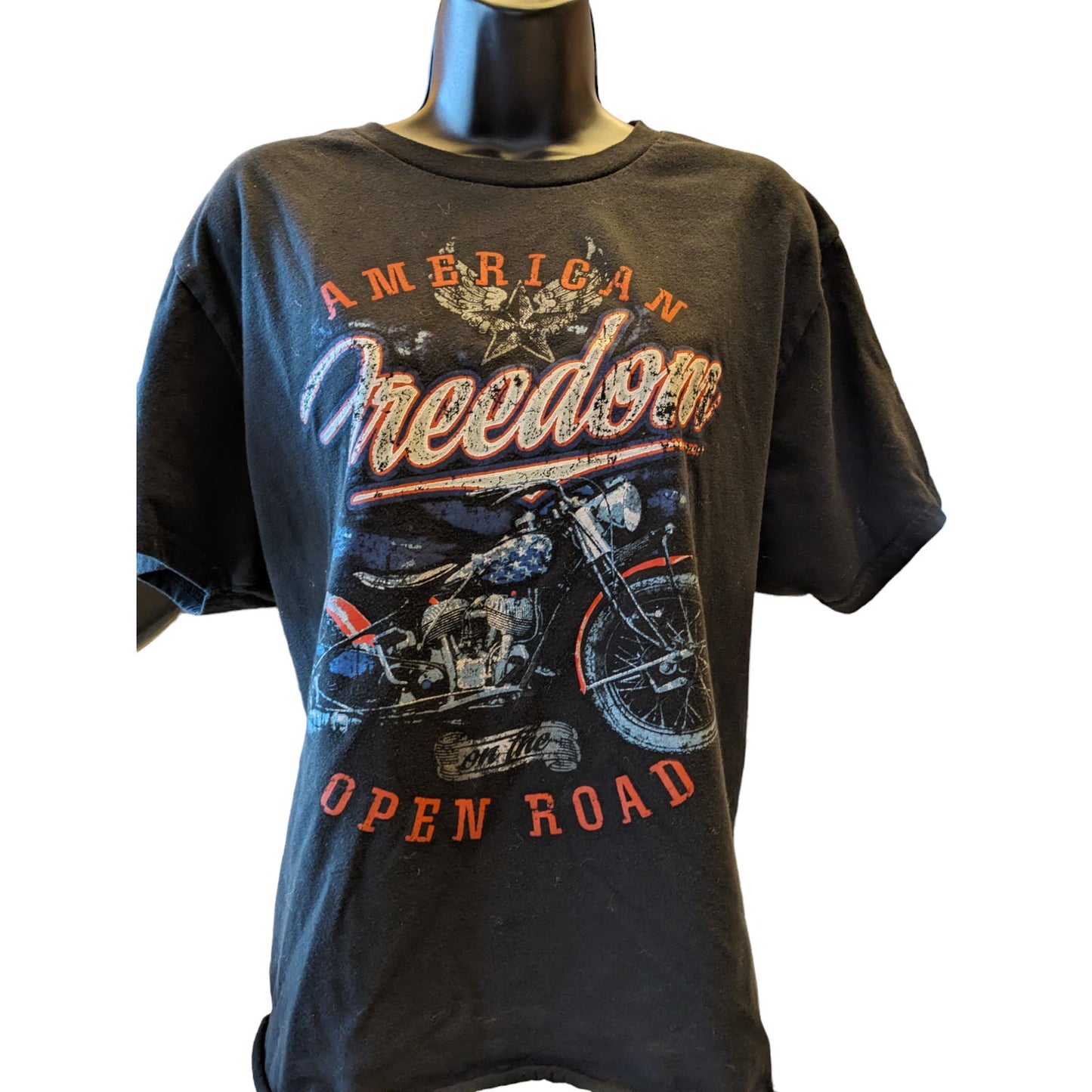 Vintage American Freedom On The Open Road Celebrate Patriotic Womens XL Biker
