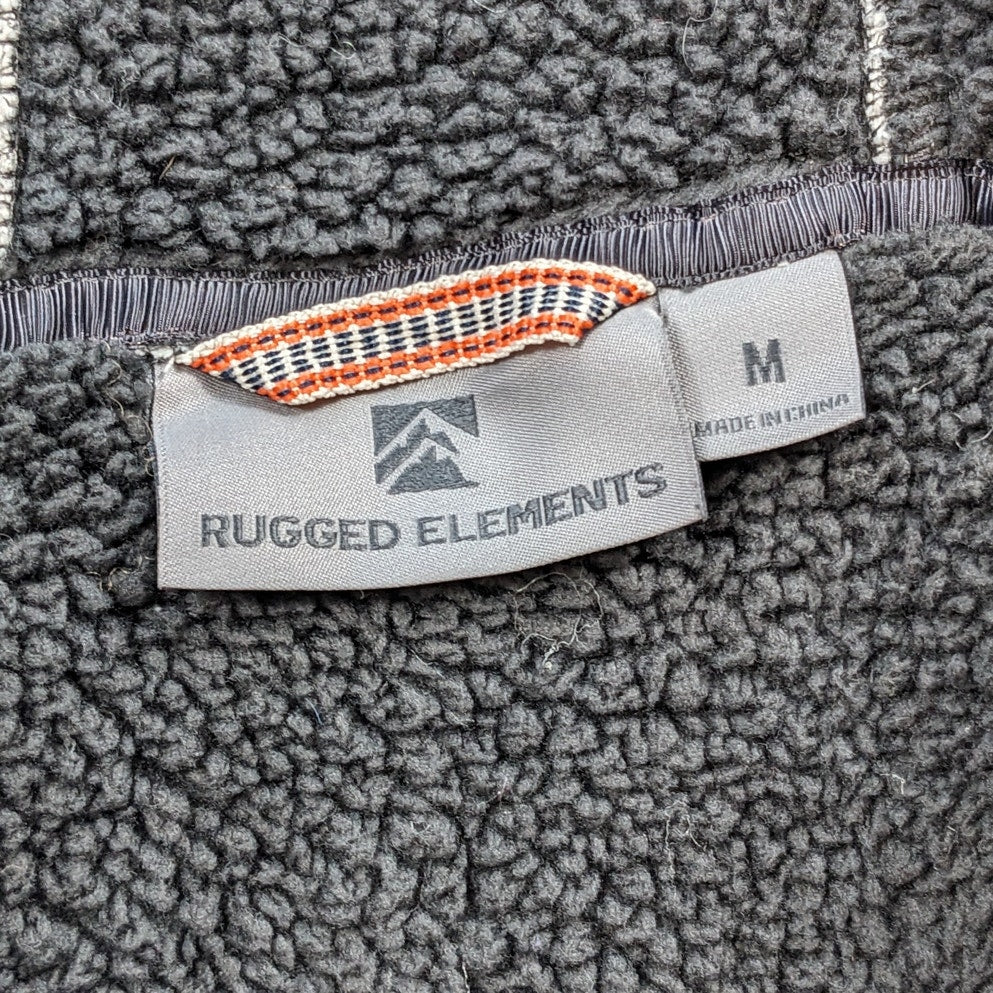 Rugged Elements Sherpa Lined Hoodie Jacket Men Medium Full Zip Outdoor Fleece