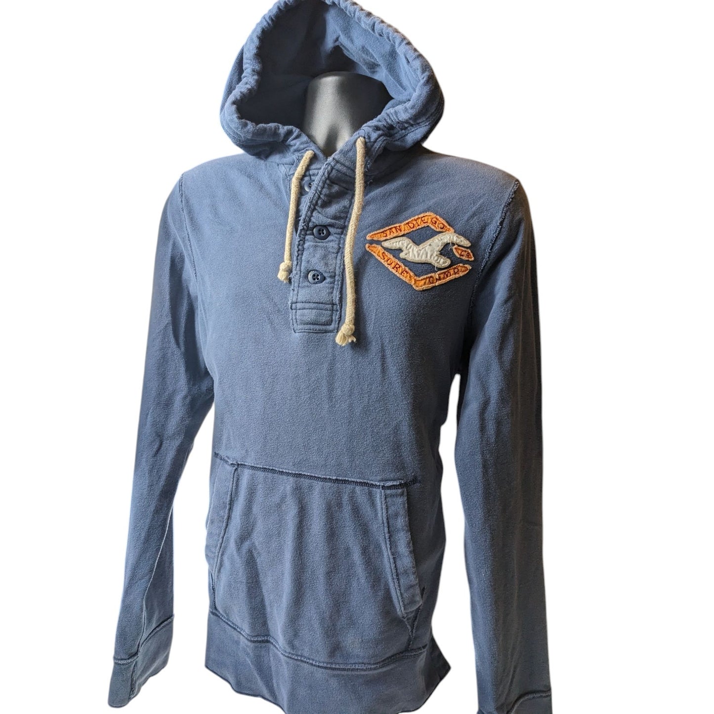 Hollister Henley Sweatshirt Mens Large Womens XL Hooded Pullover Surf San Diego
