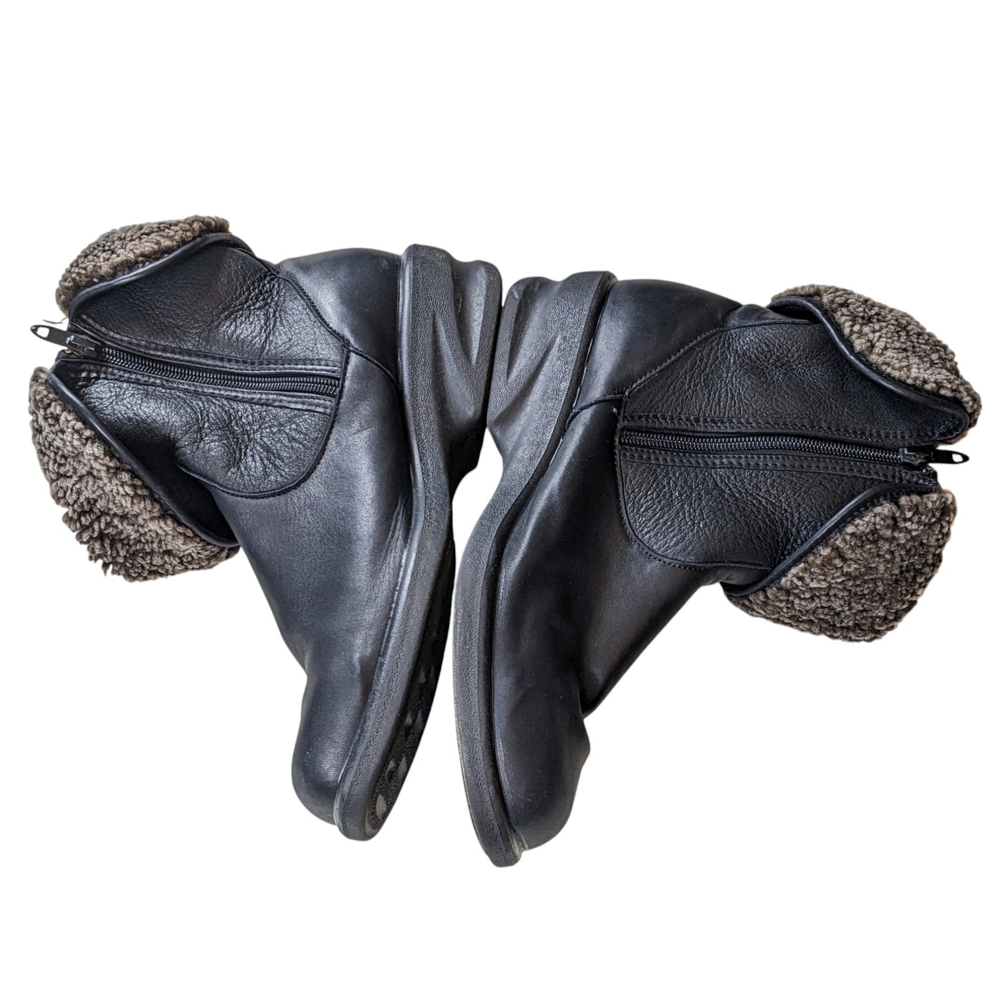 Toe Warmers Boots Womens 9 WW Leather Winter Snow Faux Sherpa Lined Anti Slip
