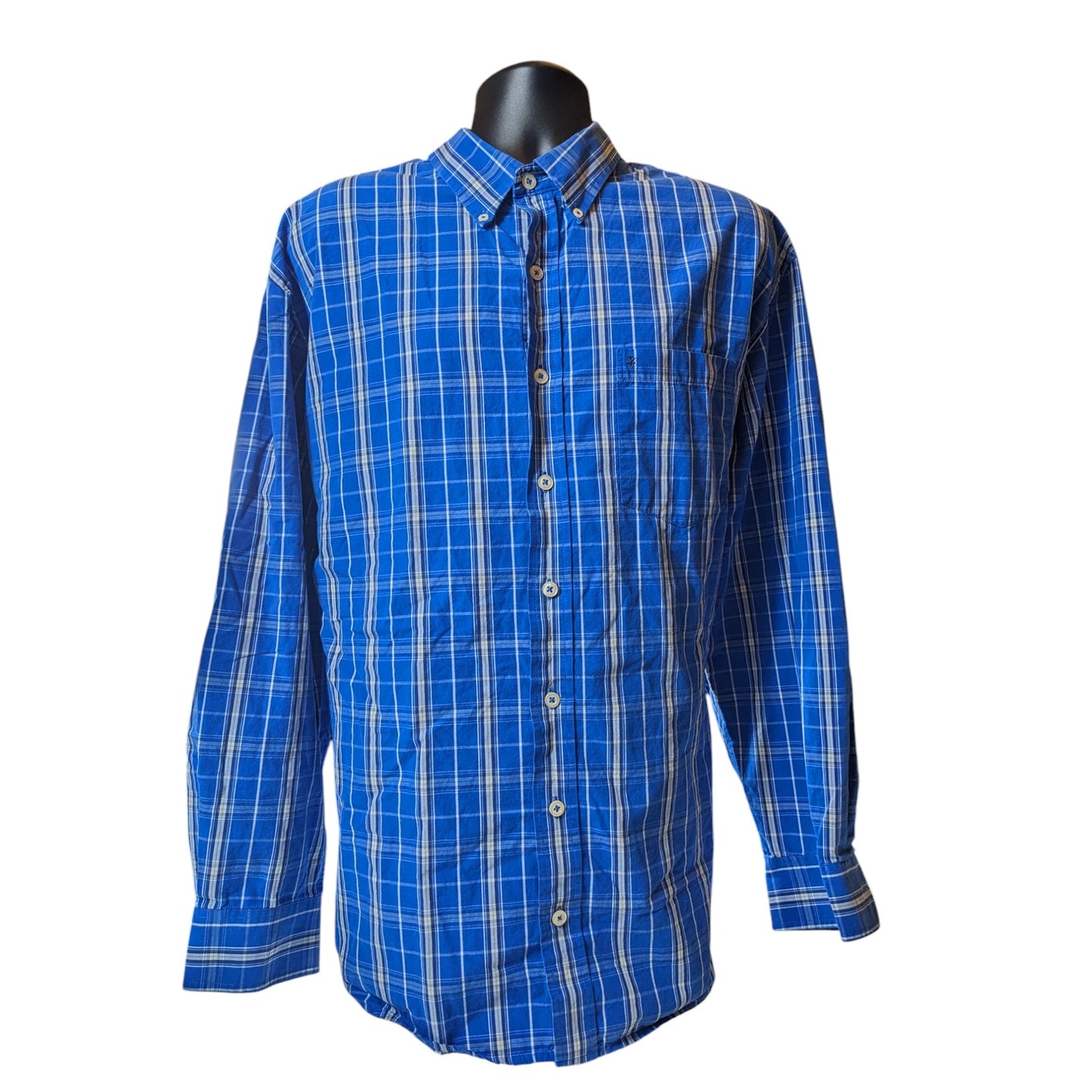 Izod Shirt Mens 2XL Plaid Button Down Long Sleeve Classic Fit Pockets Collar
