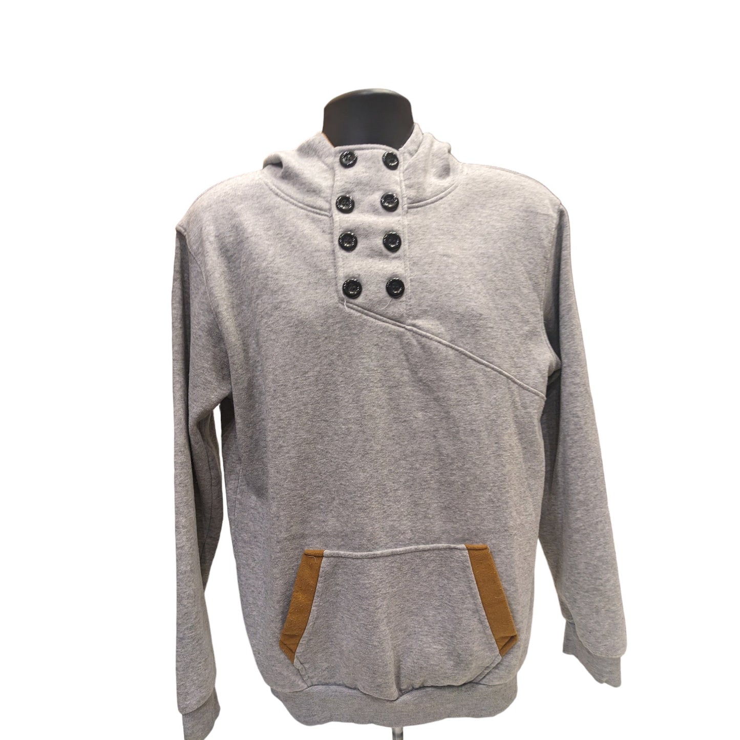 SPOP Hoodie Sweatshirt Womens XXL Pullover Buttons Gray Brown Athleisure Urban