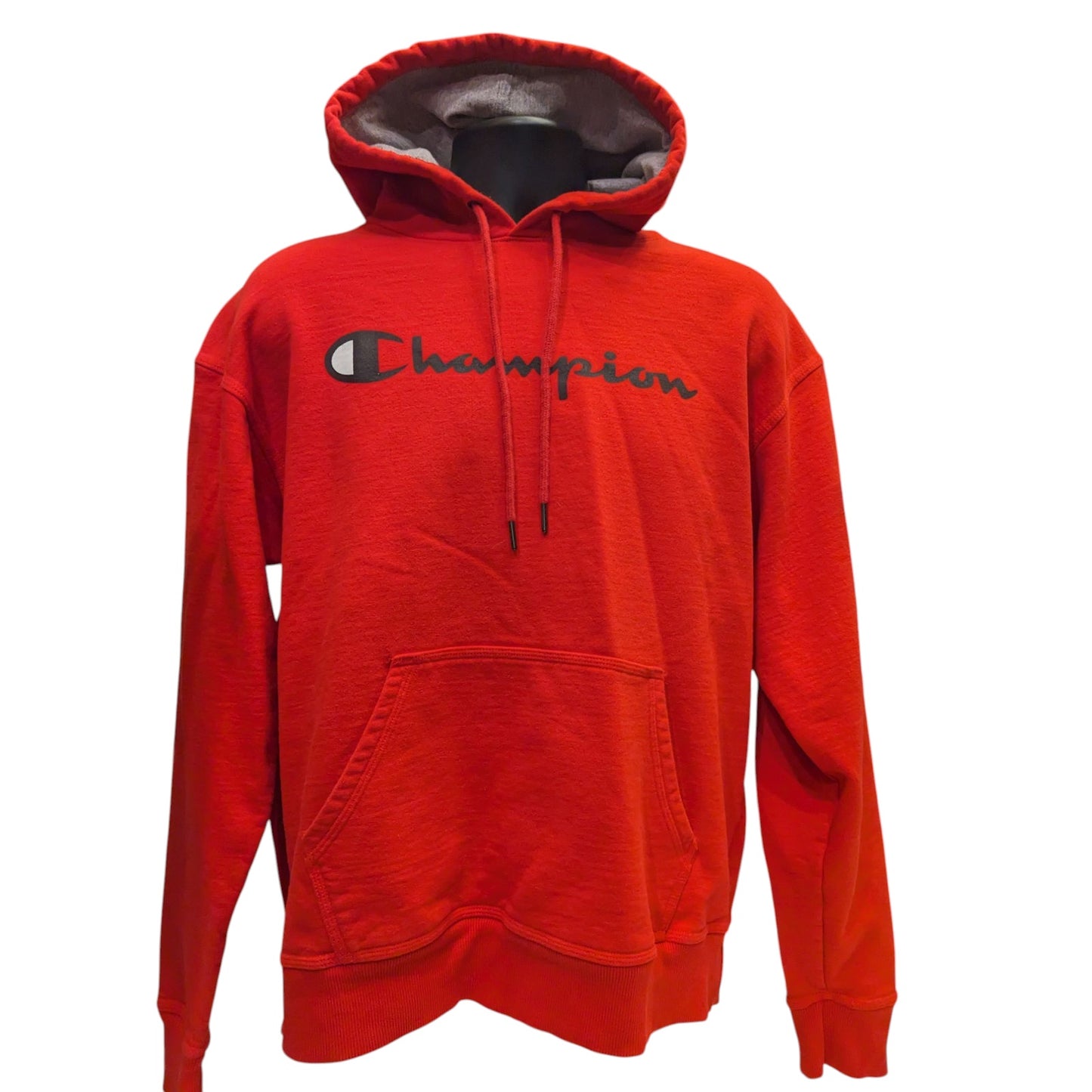 Champion Hoodie Mens Large Red Athleticwear Logo Pullover Sweatshirt Kangaroo