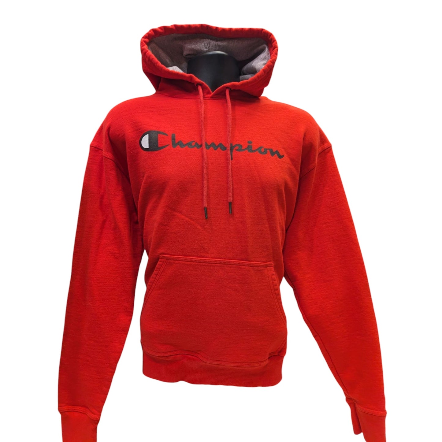 Champion Hoodie Mens Large Red Athleticwear Logo Pullover Sweatshirt Kangaroo