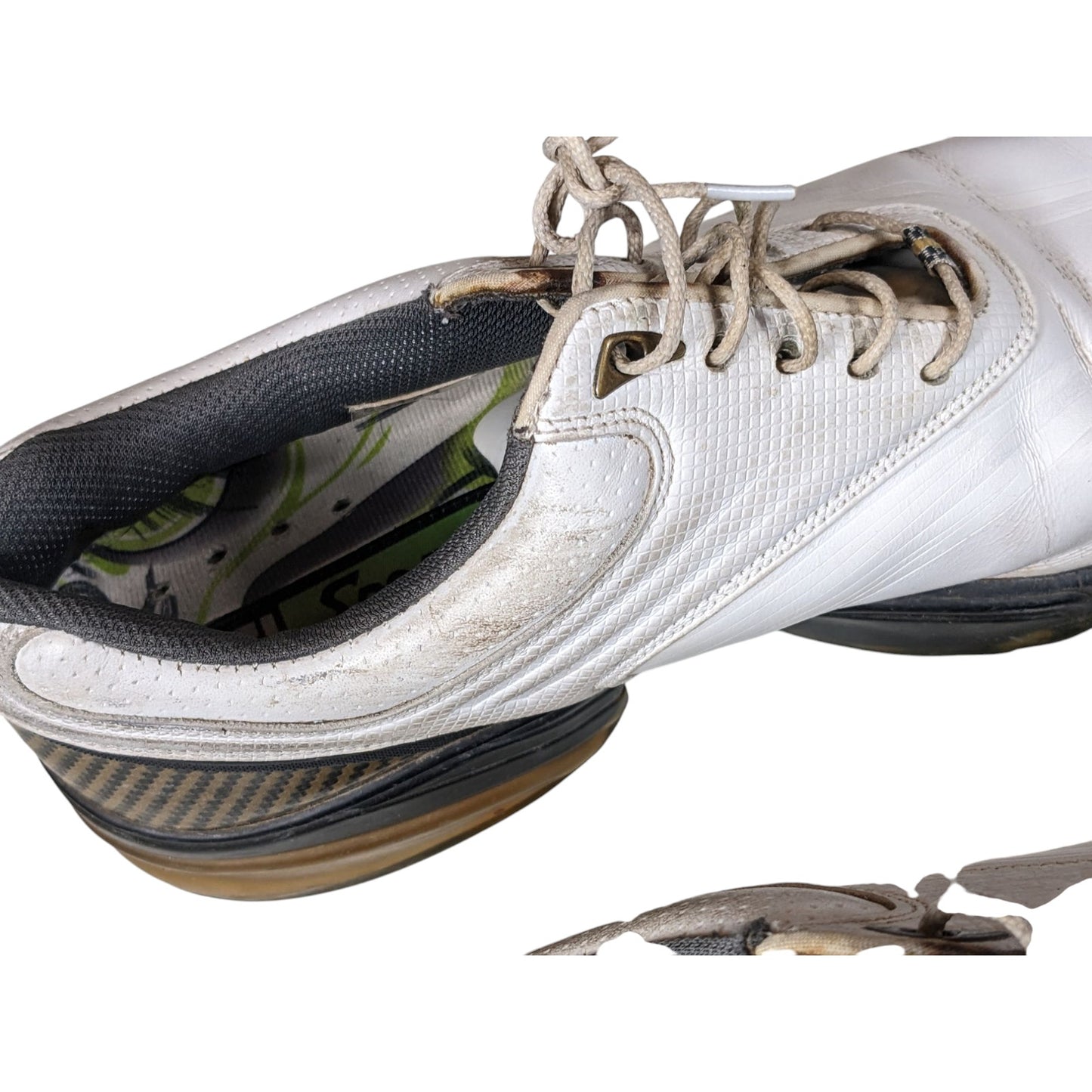FootJoy Golf Shoes Mens 10W White Leather Classic Spiked Cleats Flex Zone 53163