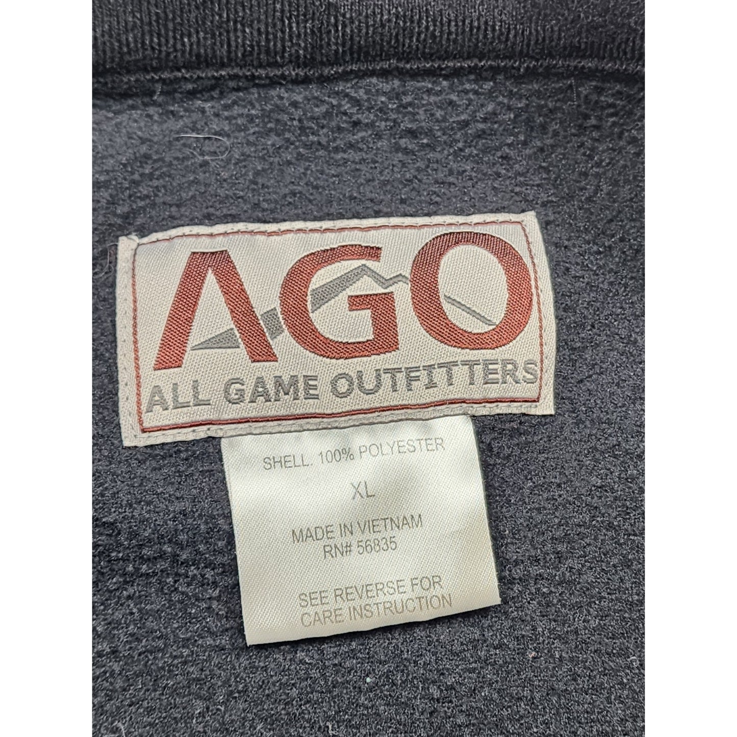 AGO All Game Outfitters Mens XL Full Zip Fleece Jacket Black Gorpcore Sweatshirt