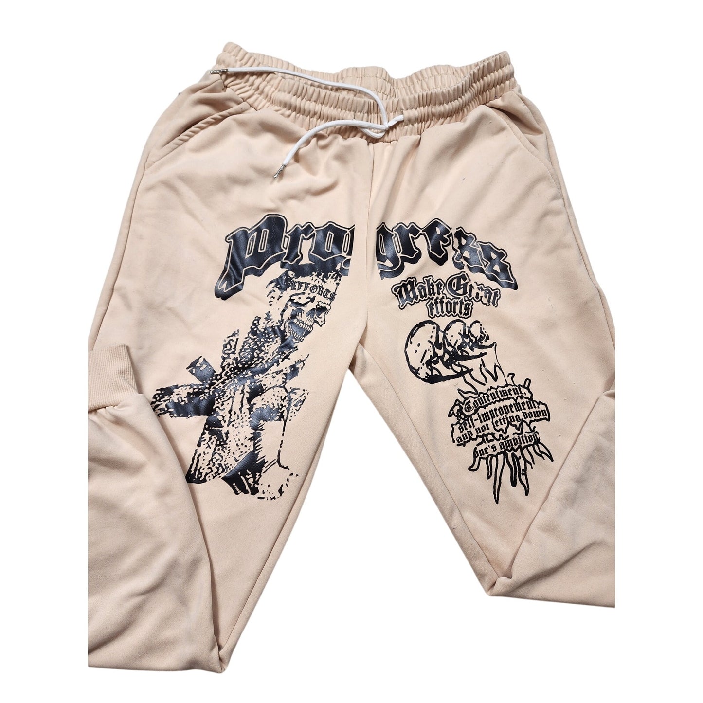 Graphic Sweatpants Jogger Medium Skull Streetwear Gothic Y2K Progress Motivation