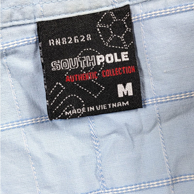 Southpole Shirt Mens Medium Short Sleeve Button Up Checkered Grid Pattern Plaid