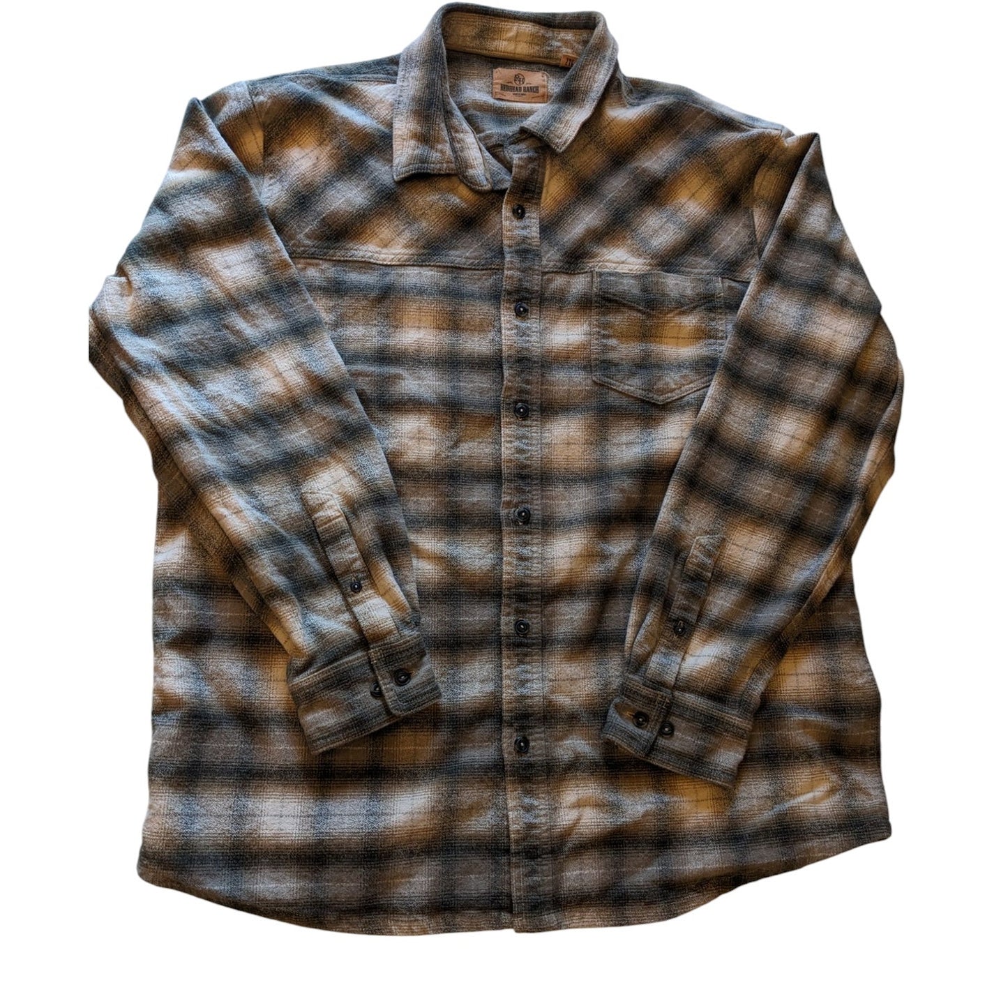 RedHead Ranch Flannel Shirt Mens 2XLT Plaid Long Sleeve Button Western Cowboy