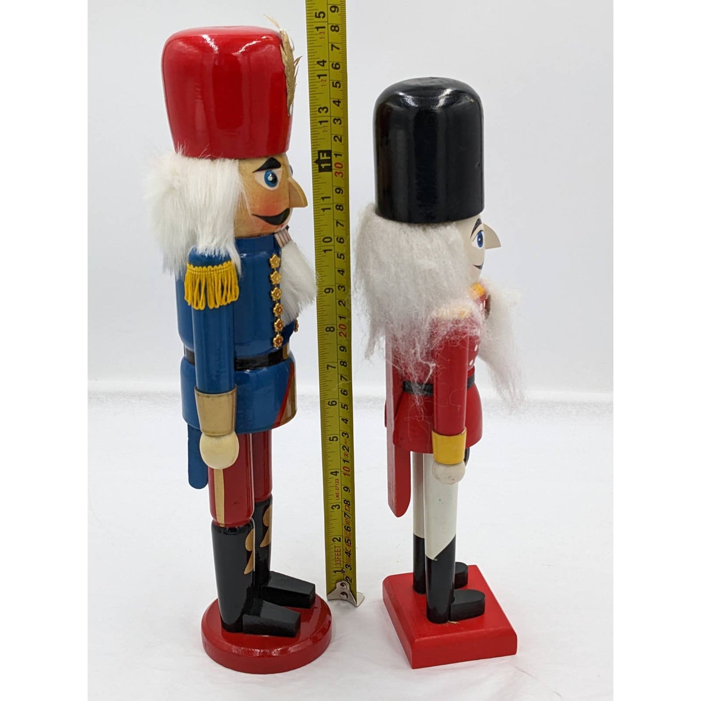 Vintage Nutcracker Set 2 Solder King Red/Black Red/Blue 13" And 15" Tall