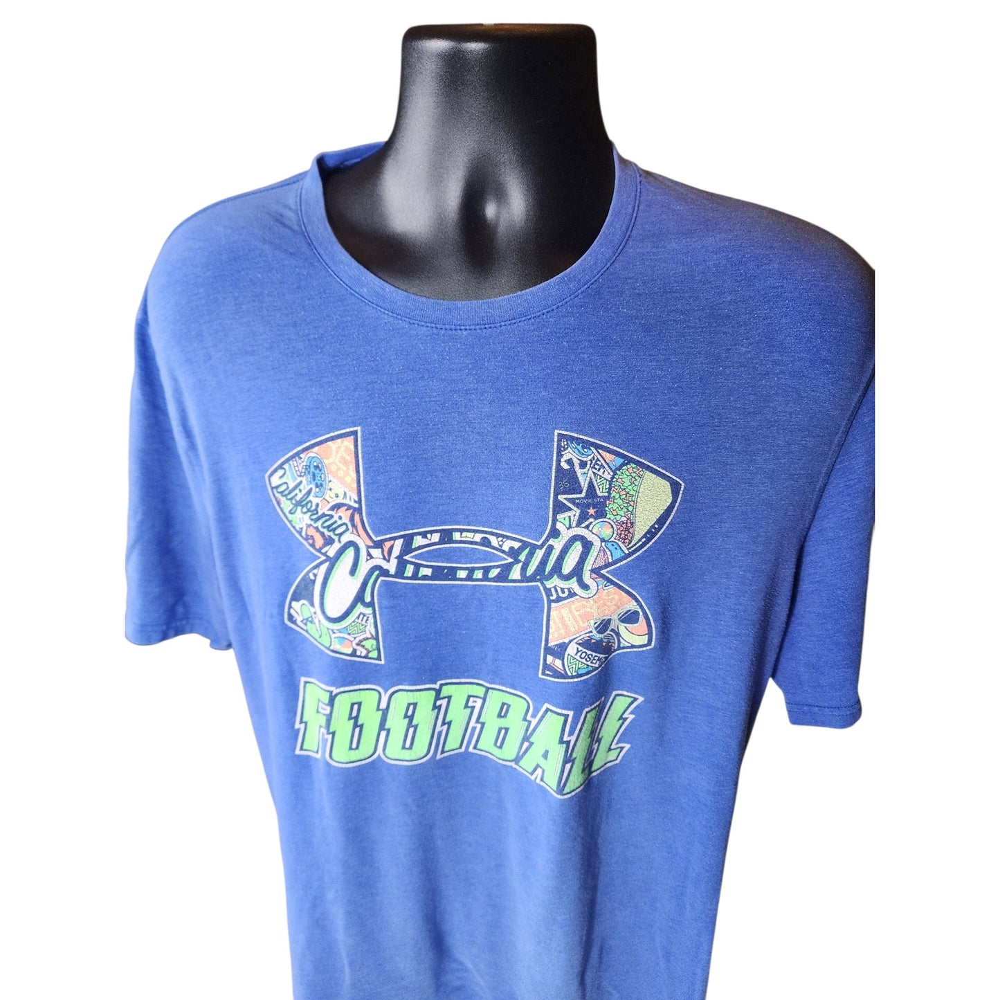 Under Armour Football T Shirt Medium Loose HeatGear Tee California Map Graphic