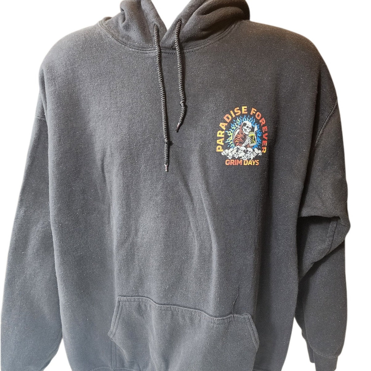 Grim Days Hoodie Men XL Graphic Skull GrimReaper Sweatshirt Paradise Forever Y2K
