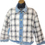 En Creme Quilted Plaid Denim Jacket Womens Medium Shacket Collar Snap Cozy Y2K