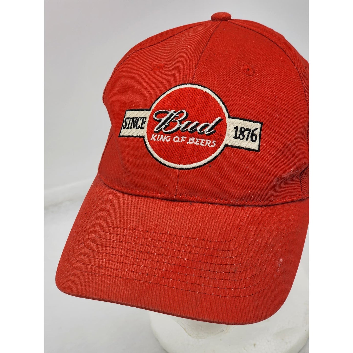 Bud King Of Beers Since 1876 Red Baseball Hat Snapback Brewery Logo Americana
