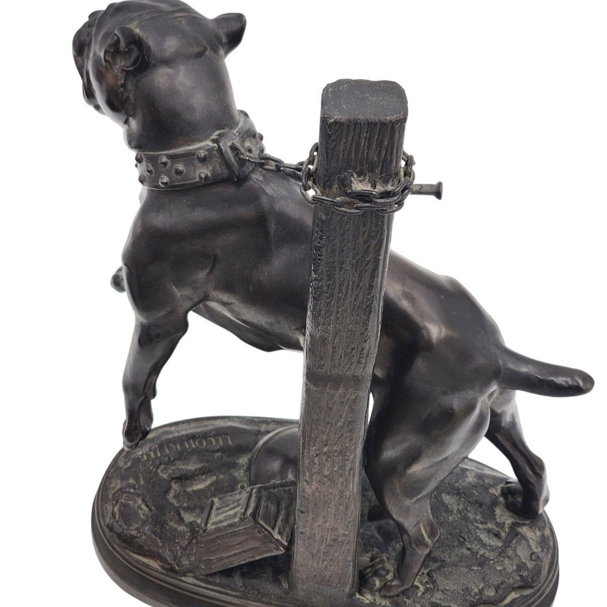 Lecourtier Signed Bronze Bulldog Sculpture French Animalier Statue Vintage 11"
