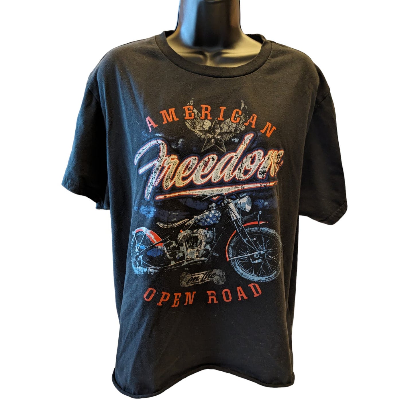 Vintage American Freedom On The Open Road Celebrate Patriotic Womens XL Biker