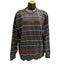 IZOD Sweater Womens XL Black Striped Crewneck Pullover Casual Knit Long Sleeve