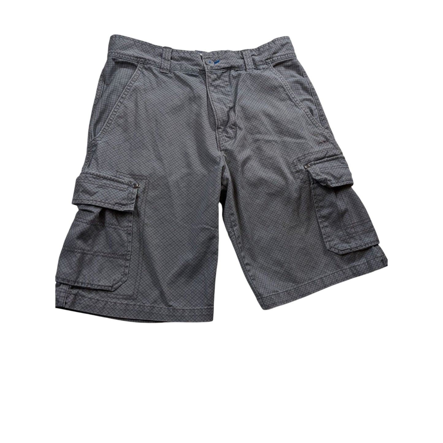 Ocean Pacific OP Mens 34 Cargo Shorts Utility Pockets Checkered Grid Pattern