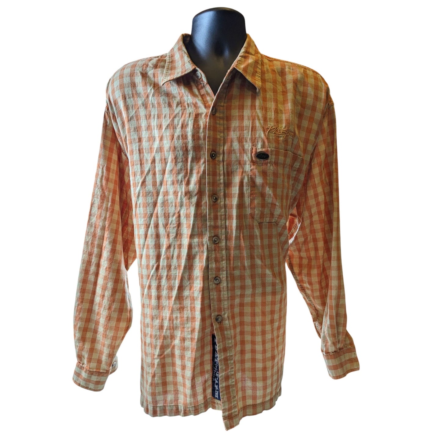 Vintage Phat Farm Shirt Mens XL Button Up Plaid Long Sleeve Checkered Streetwear