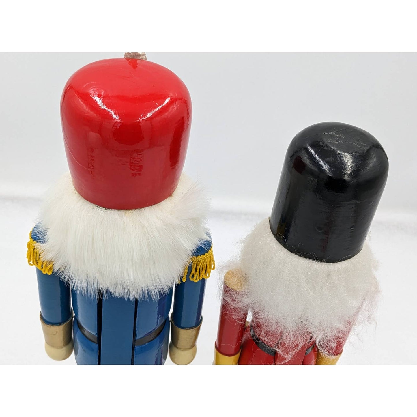 Vintage Nutcracker Set 2 Solder King Red/Black Red/Blue 13" And 15" Tall