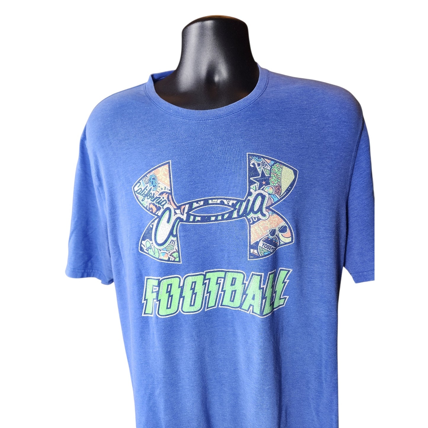 Under Armour Football T Shirt Medium Loose HeatGear Tee California Map Graphic