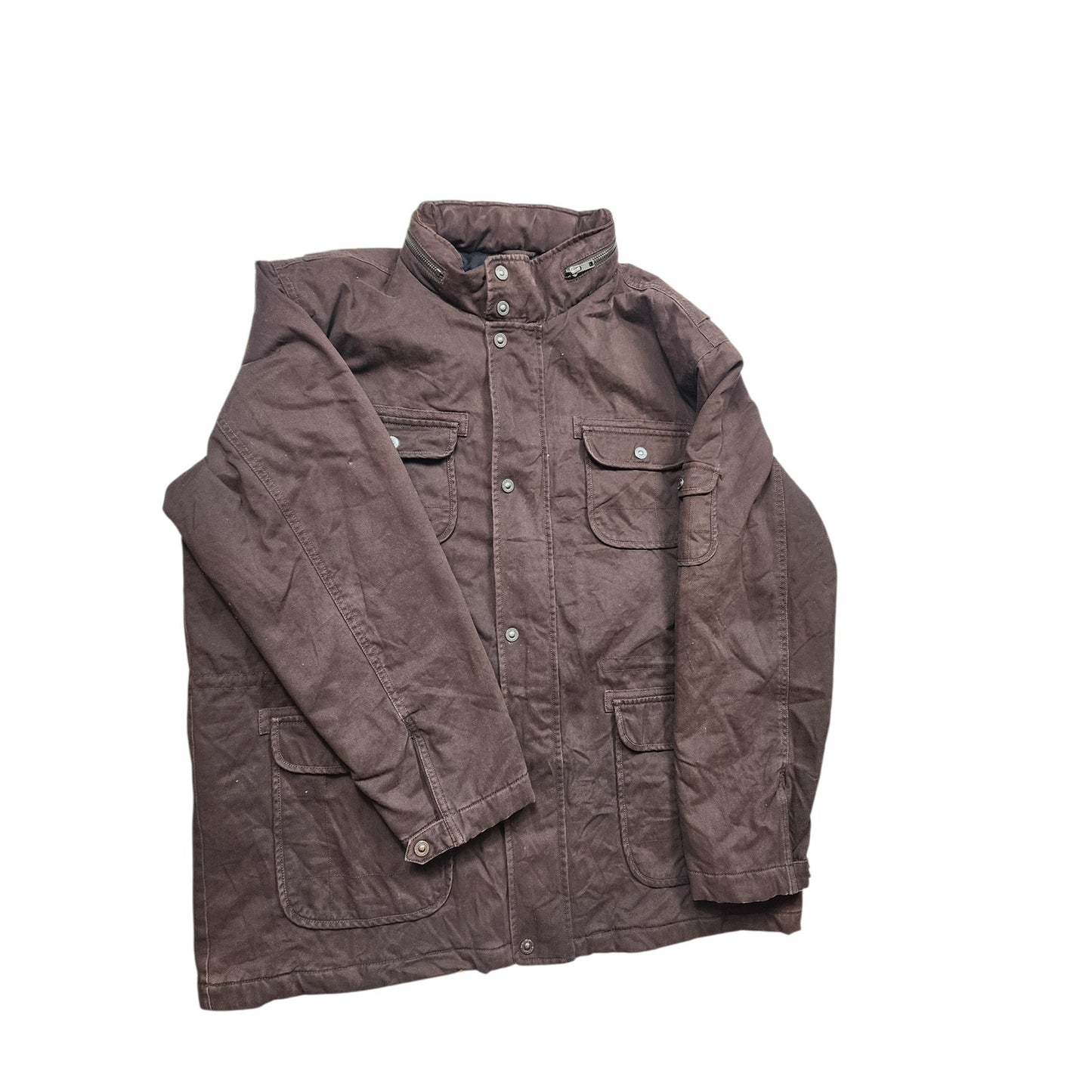TCM Montana Brown Waxed Field Jacket Mens XL Utility Work Hooded Hunting Hiking