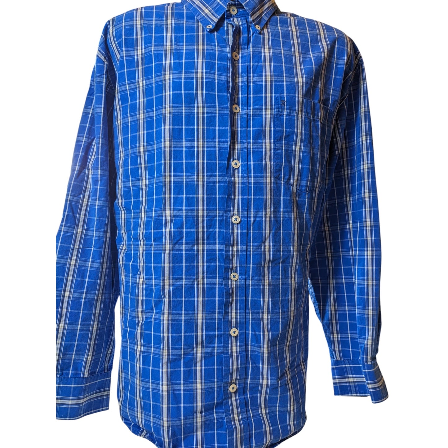 Izod Shirt Mens 2XL Plaid Button Down Long Sleeve Classic Fit Pockets Collar