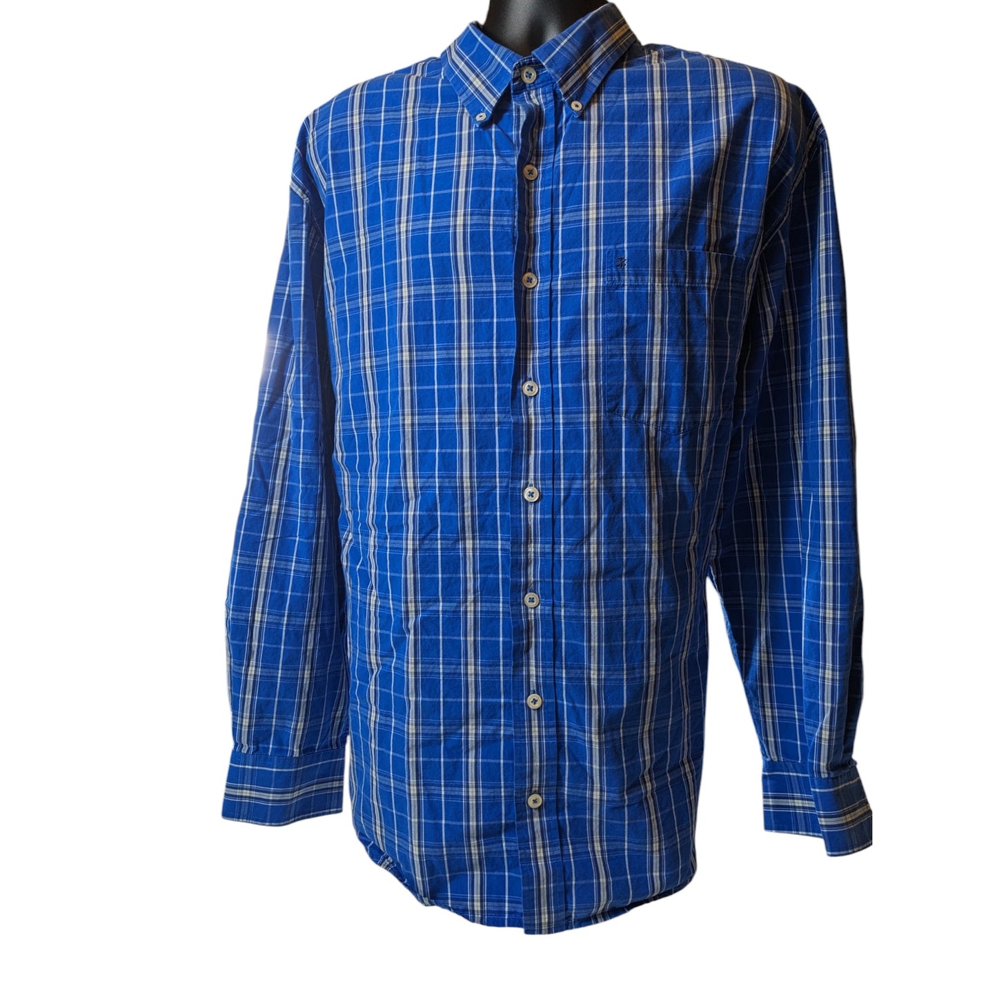 Izod Shirt Mens 2XL Plaid Button Down Long Sleeve Classic Fit Pockets Collar