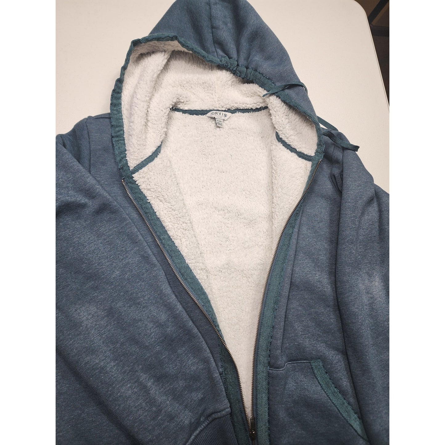 Orvis Sherpa Full Zip Hoodie Jacket XL Kangaroo Cozy Mountainwear Gorpcore Cabin
