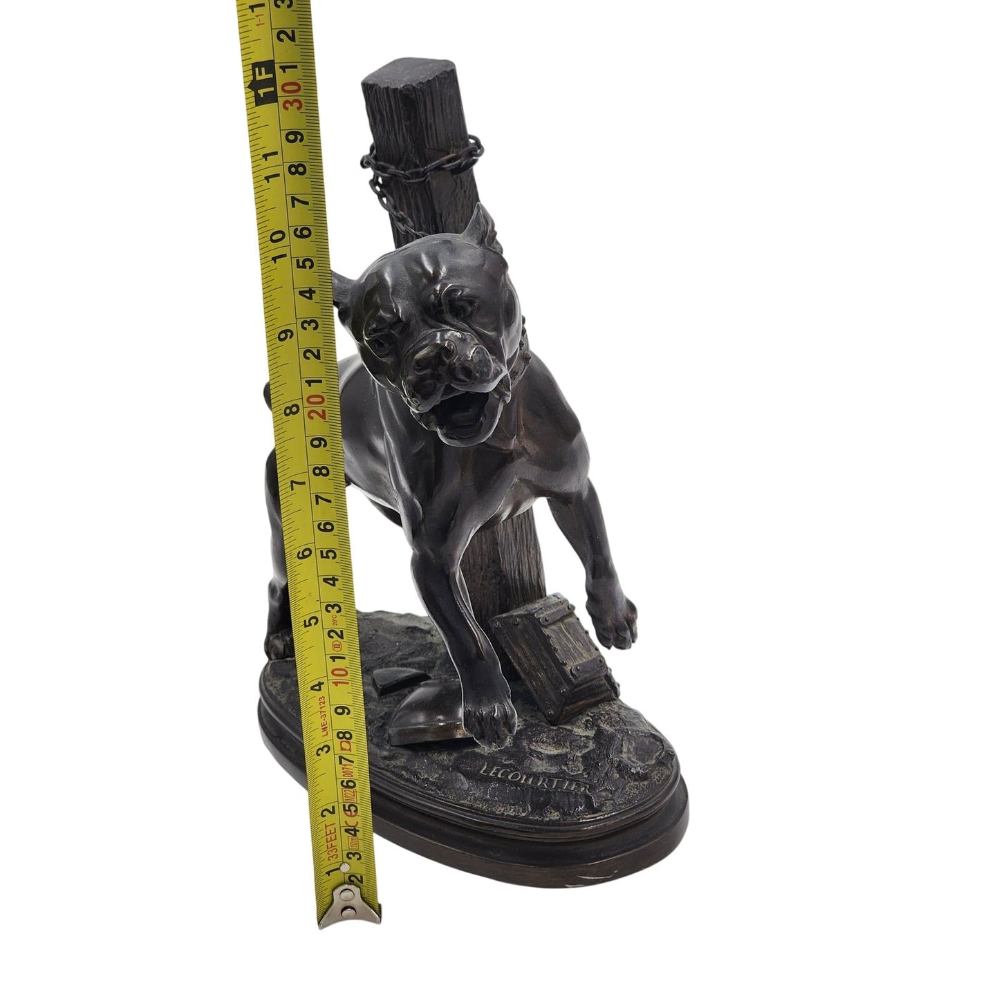 Lecourtier Signed Bronze Bulldog Sculpture French Animalier Statue Vintage 11"