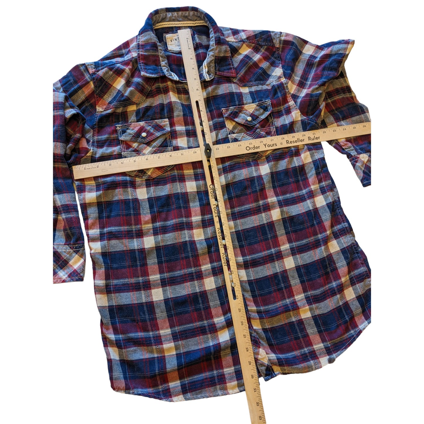 BKE Plaid Flannel Western Shirt Mens XXL Pearl Snap Long Sleeve Vintage Fit