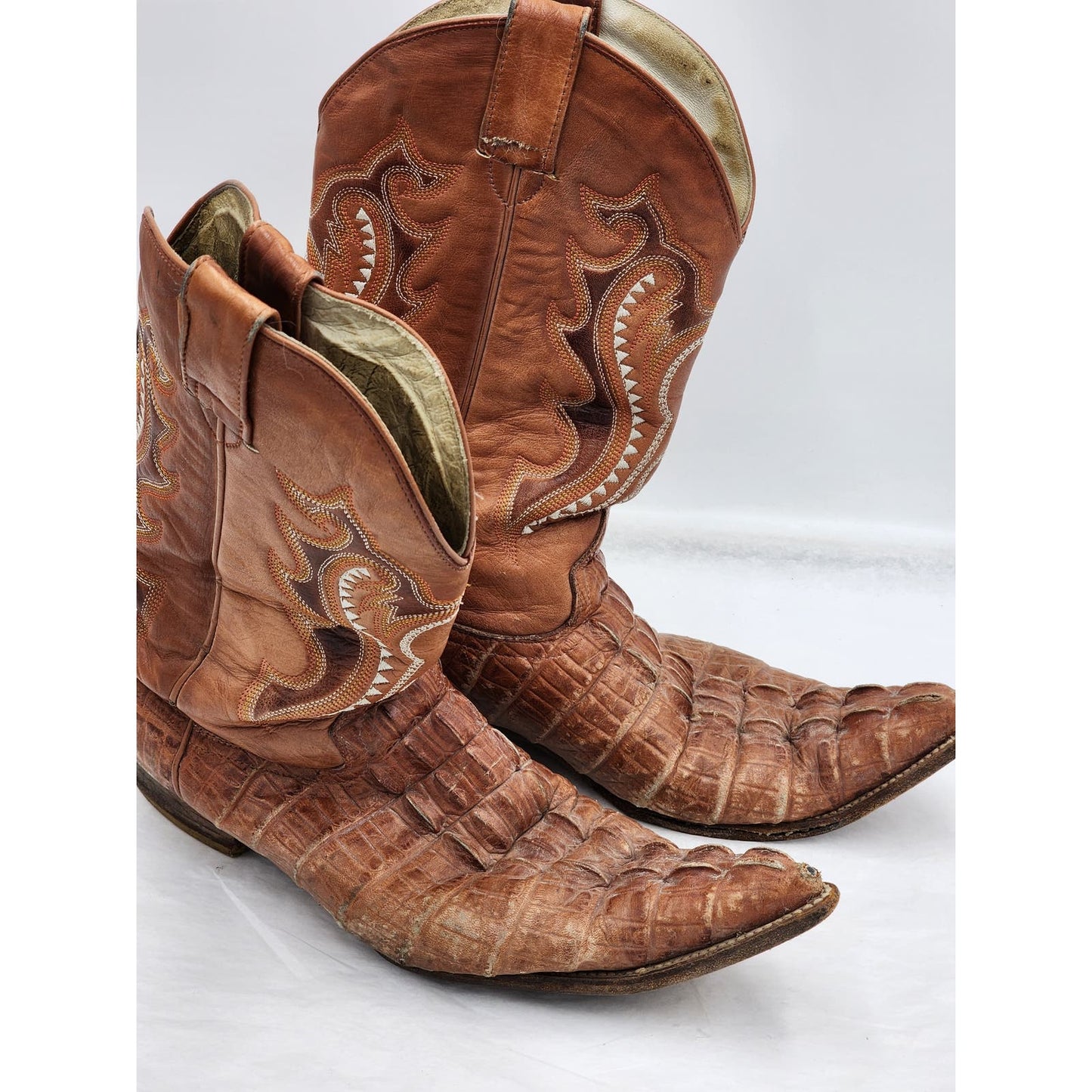 Holster Cowboy Boots Mens Size 9 Mexico Western Pointed Toe Distressed Exotic