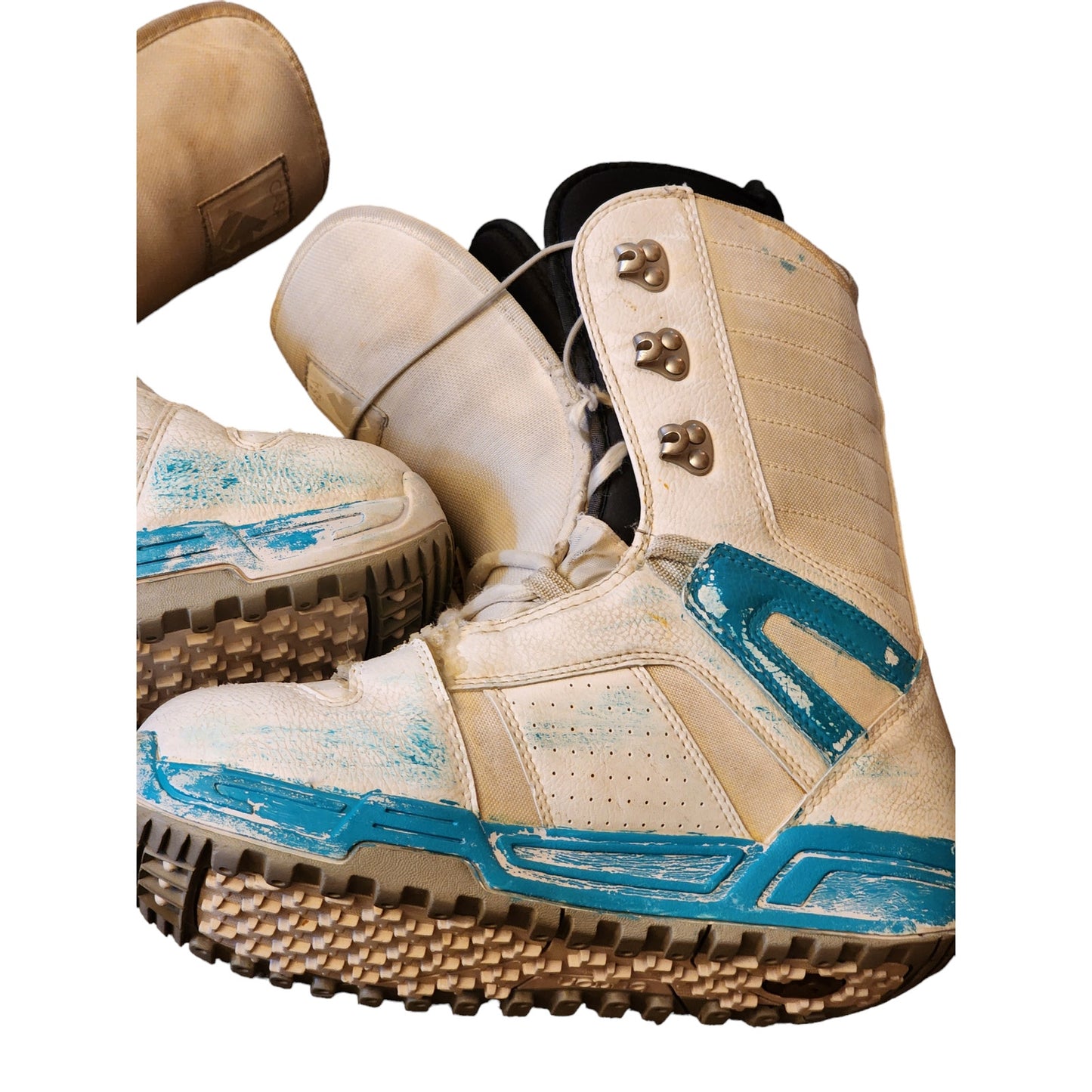 Burton Snowboard Boots Casa Womens 9 White Teal Freestyle All Mountain Lace Up